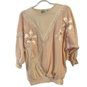 VINTAGE Peachy Pearl Granny Sweater